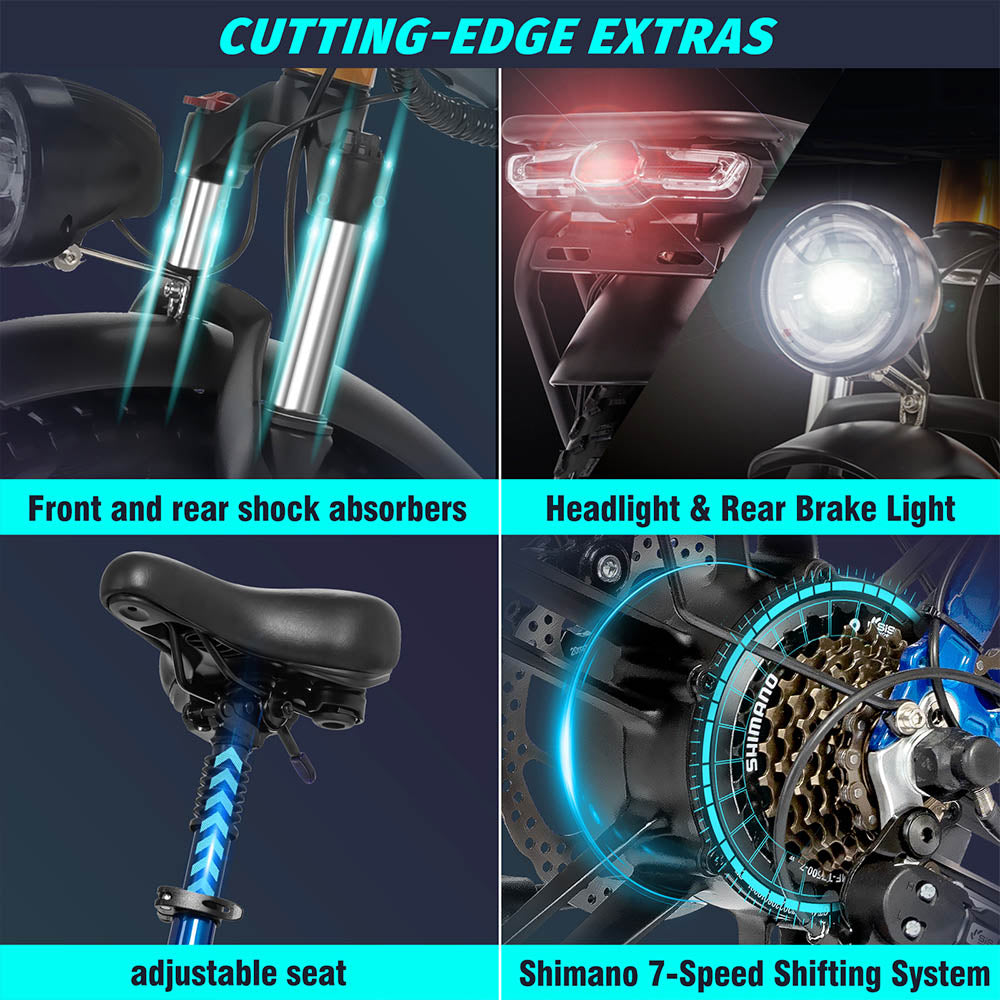 Ridstar MN20 Electric Bike 20" Fat Tires 500W Motor 48V 15Ah Battery