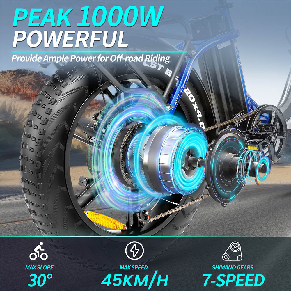 Ridstar MN20 Electric Bike 20" Fat Tires 500W Motor 48V 15Ah Battery