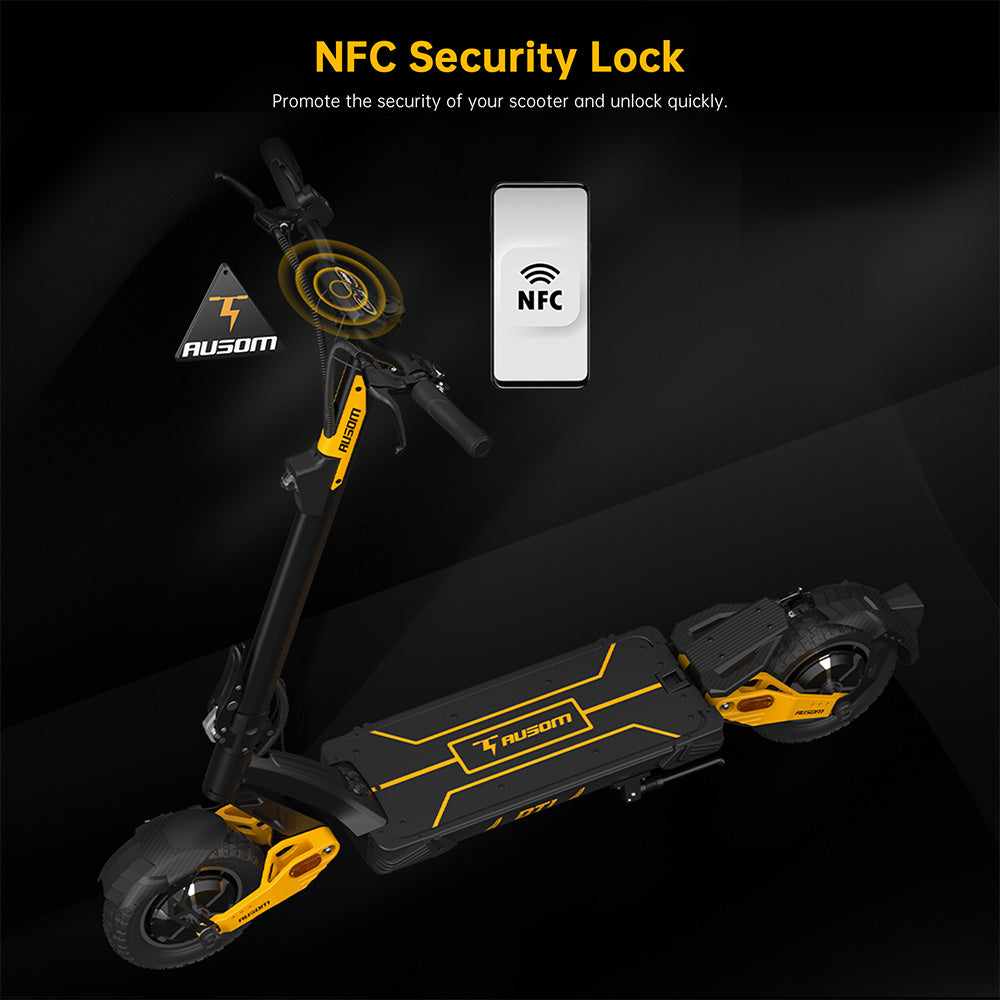 Ausom Leopard DT1 Electric Scooter with NFC 10" Tires 1000W Motor 52V 18.2Ah Battery