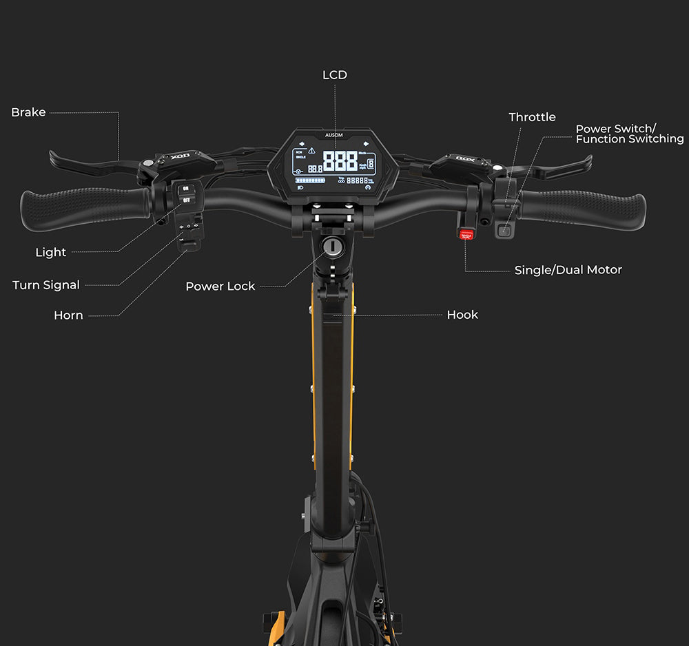 Patinete eléctrico Ausom Gallop de 10 pulgadas, motor doble de 1200 W, batería de 52 V y 23,2 Ah