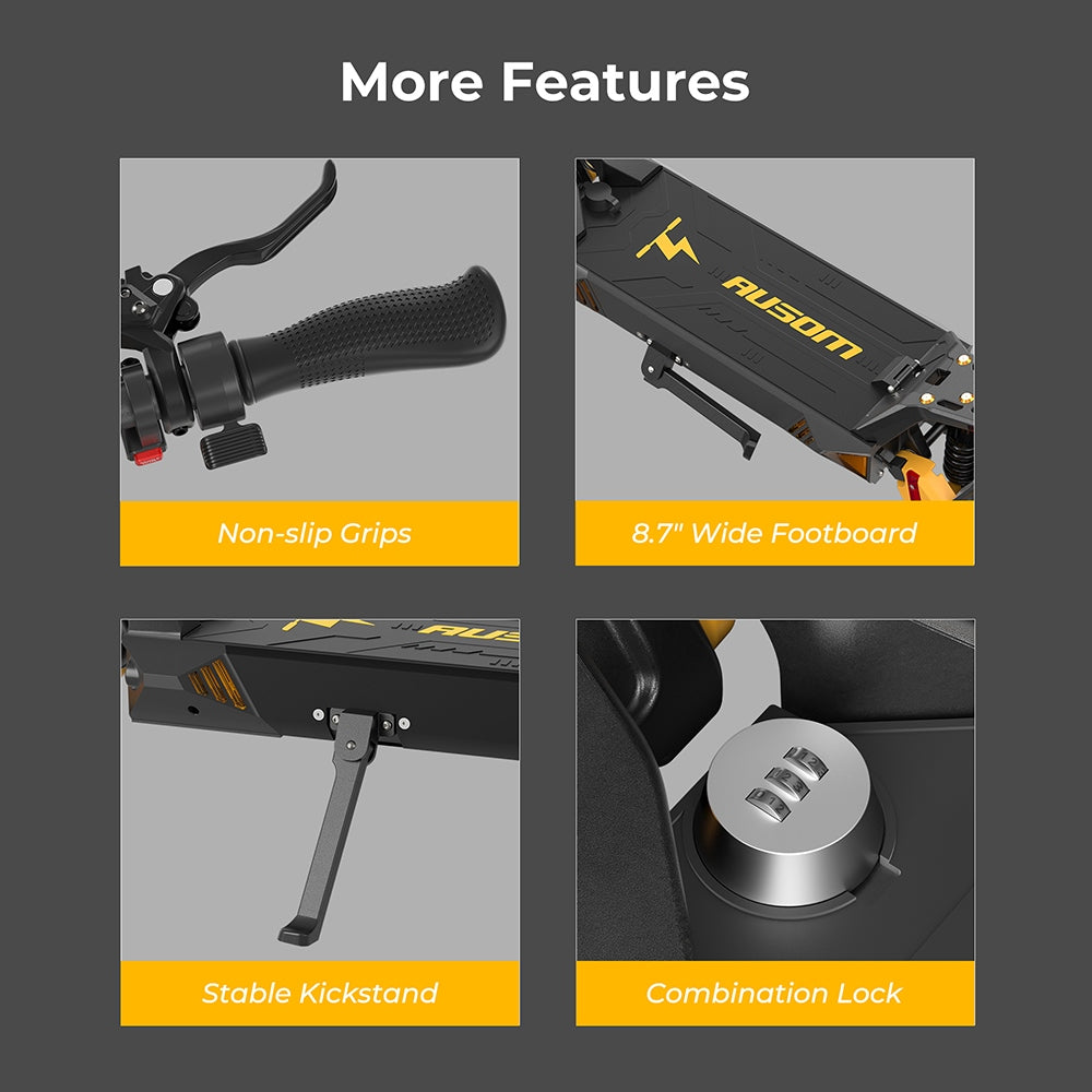 Patinete eléctrico Ausom Gallop de 10 pulgadas, motor doble de 1200 W, batería de 52 V y 23,2 Ah