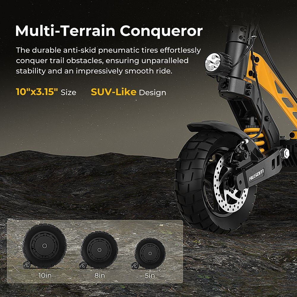 Ausom Leopard Electric Scooter with Seat 10" Tires 1000W 48V 20.8Ah Battery