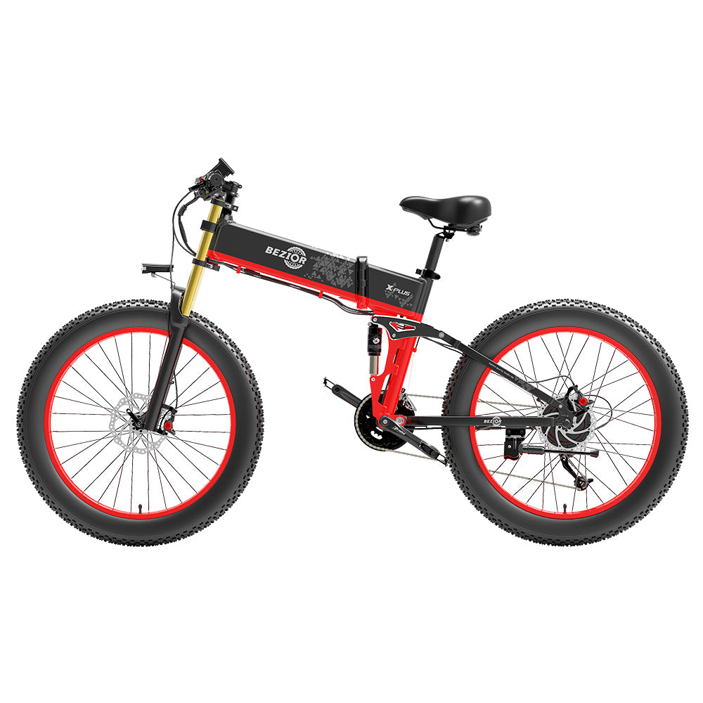 Bezior X-PLUS Electric Bike 26" Tires 1500W Motor 48V 17.5Ah Battery