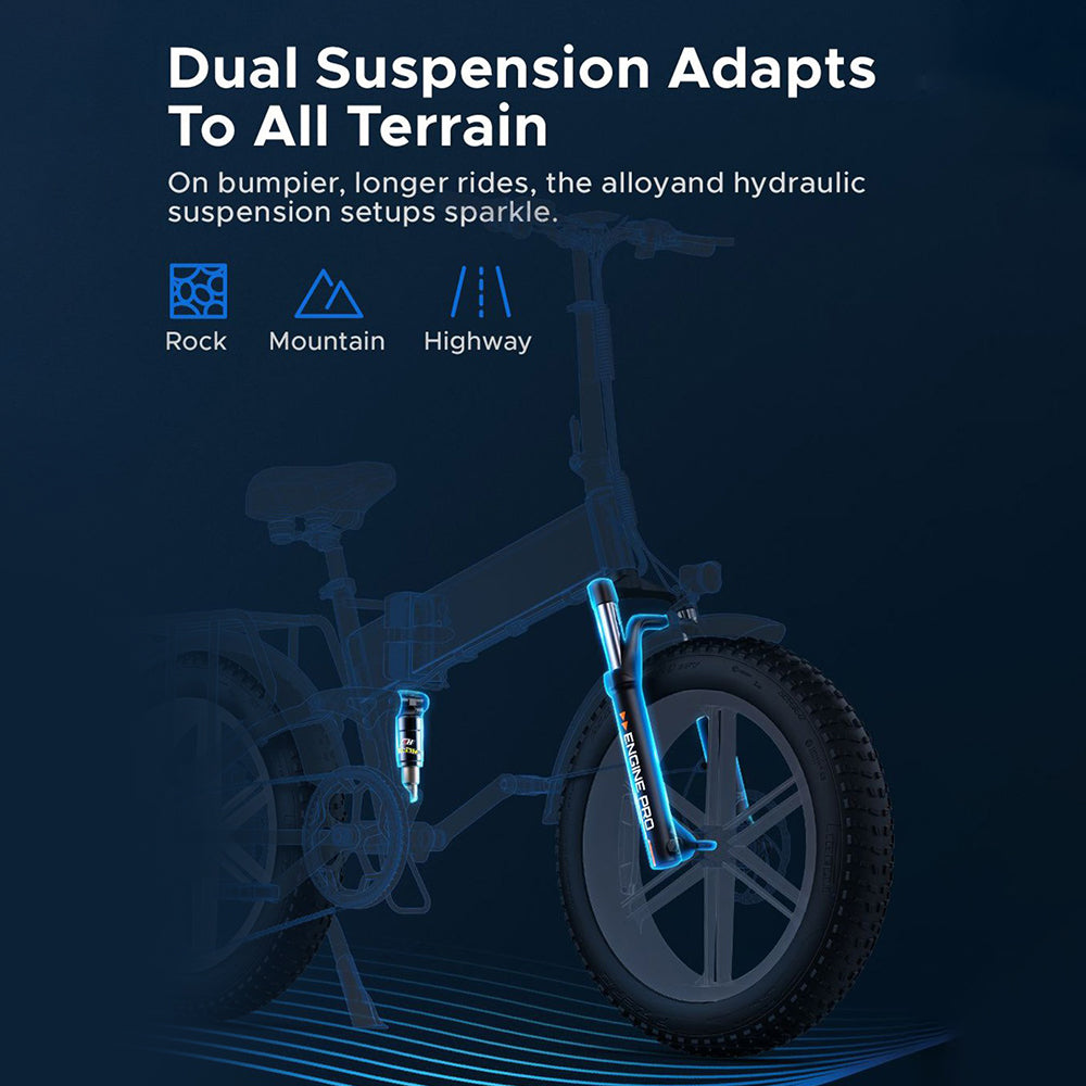 Bicicleta de montaña eléctrica ENGWE ENGINE Pro de 20 pulgadas con neumáticos anchos, batería de 750 W y 48 V y 16 Ah