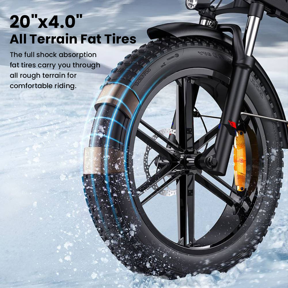 Bicicleta de montaña eléctrica ENGWE ENGINE Pro de 20 pulgadas con neumáticos anchos, batería de 750 W y 48 V y 16 Ah