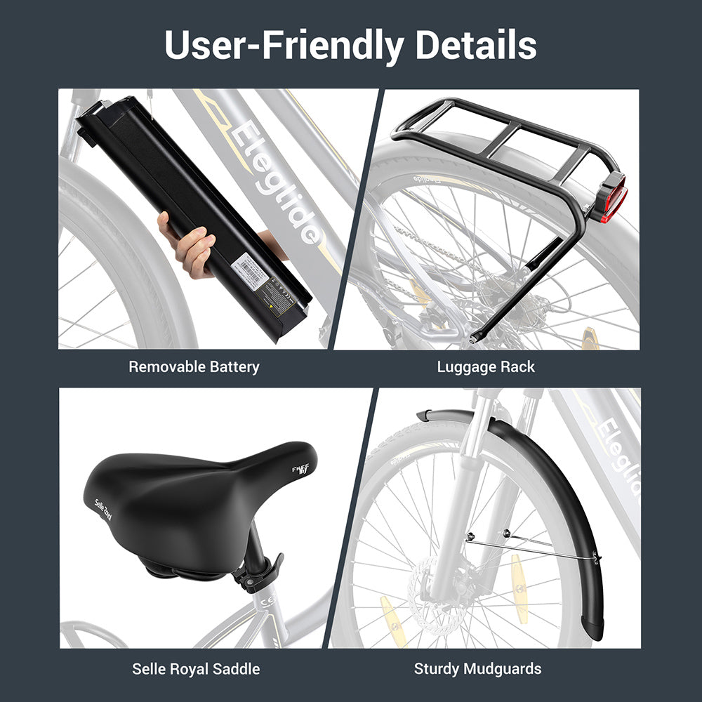 Eleglide C1 Step-Thru Electric Trekking Bike 27.5" 250W Mid-Drive 36V 14.5Ah Battery