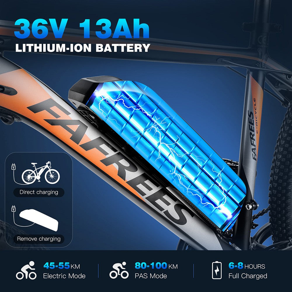 Bicicleta eléctrica Fafrees Hailong One, neumáticos de 26", motor de 250 W, batería de 36 V y 13 Ah
