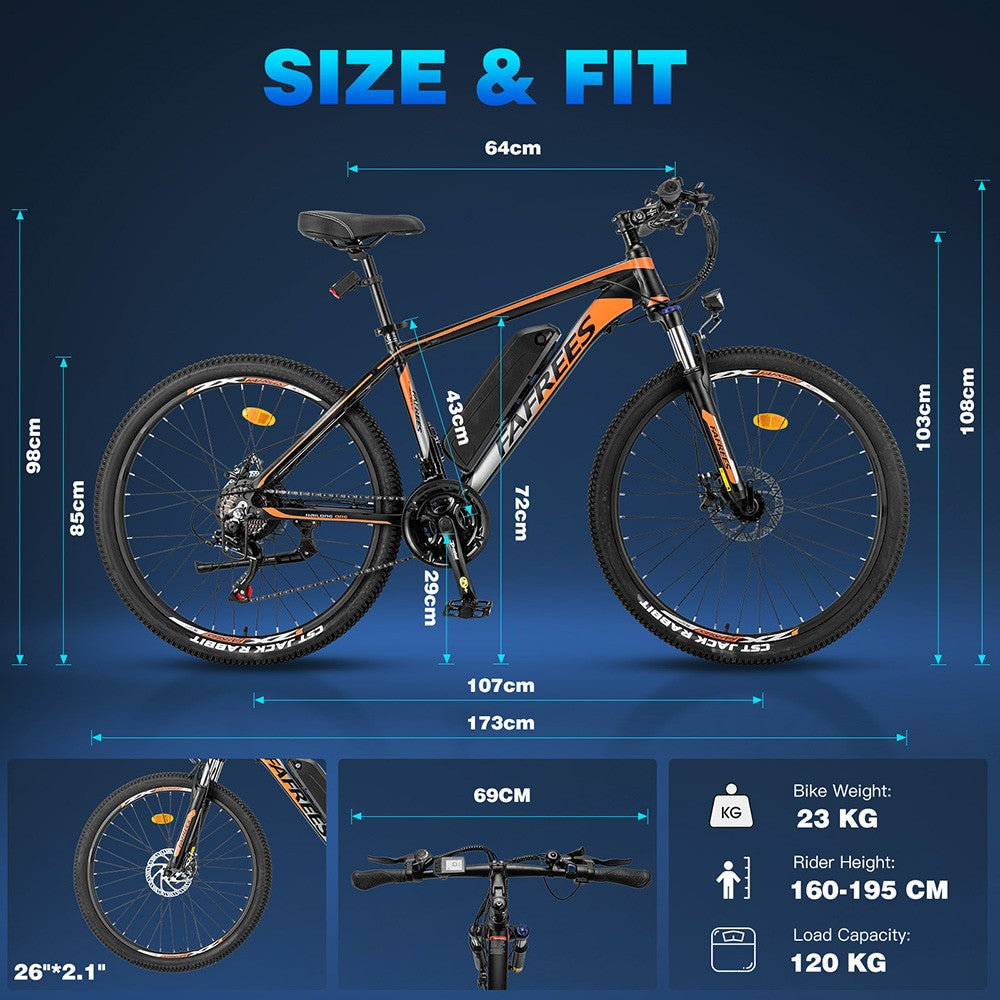 Bicicleta eléctrica Fafrees Hailong One, neumáticos de 26", motor de 250 W, batería de 36 V y 13 Ah