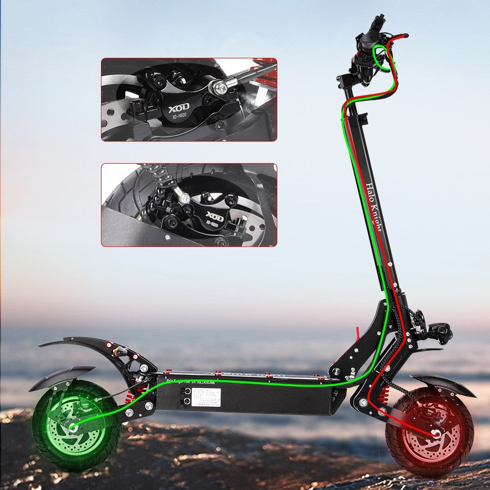 Patinete eléctrico Halo Knight T108 con neumáticos de 10", motor dual de 1000 W, batería de 52 V y 28,8 Ah