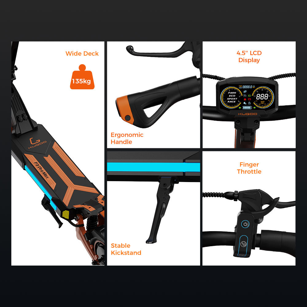 KUGOO F3 Pro Max Electric Scooter 10" Tires Dual 1100W Motors 52V 23.4Ah Battery