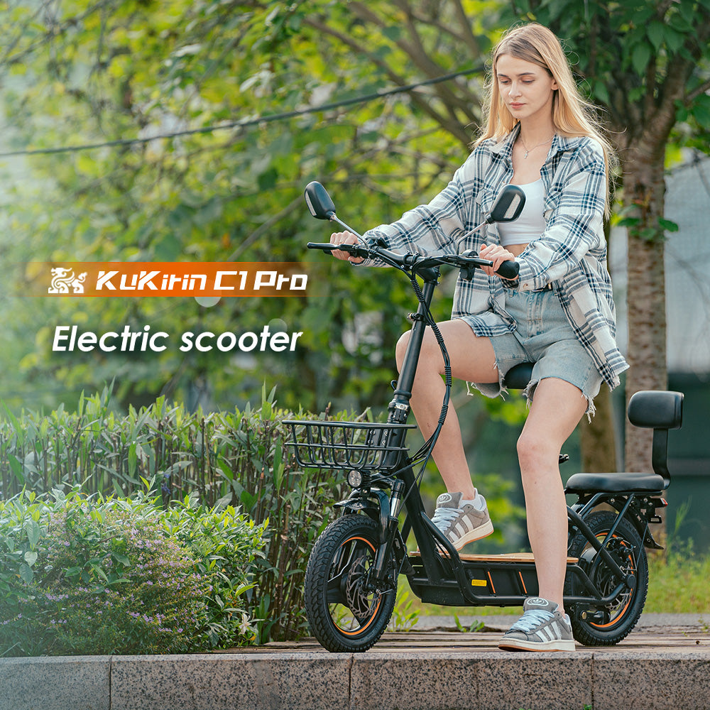 Patinete eléctrico KuKirin C1 Pro versión 2024 con asiento, neumáticos de 14", motor de 500 W, batería de 48 V y 26 Ah