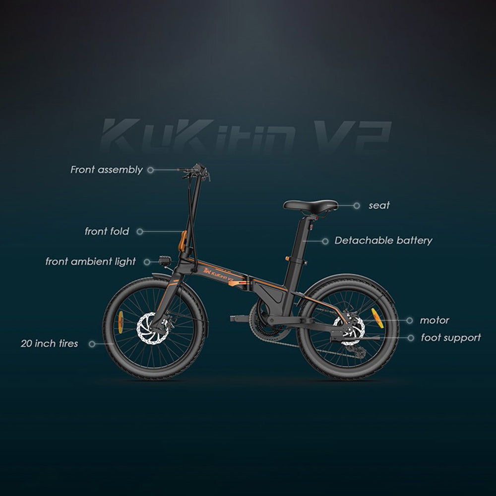KuKirin V2 Electric City Bike 20" Tires 250W Motor 36V 7.5Ah Battery