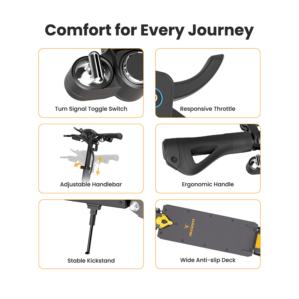 Ausom L1 Elektroroller, einzelner 800-W-Motor, 10-Zoll-Reifen, 48-V-15,6-Ah-Akku
