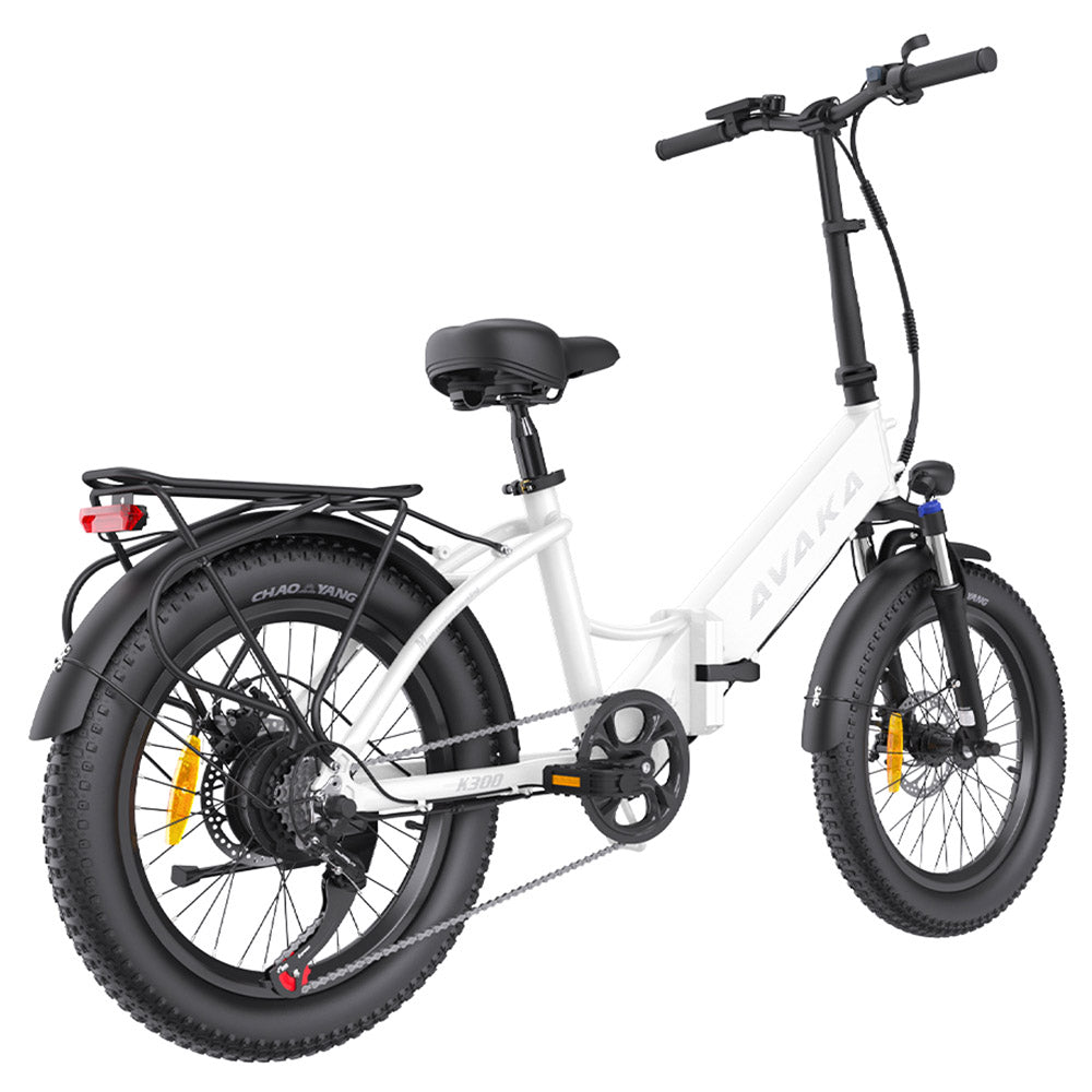 Bicicleta eléctrica AVAKA K300 de 20", neumáticos anchos, motor de 350 W, batería de 36 V y 16 Ah