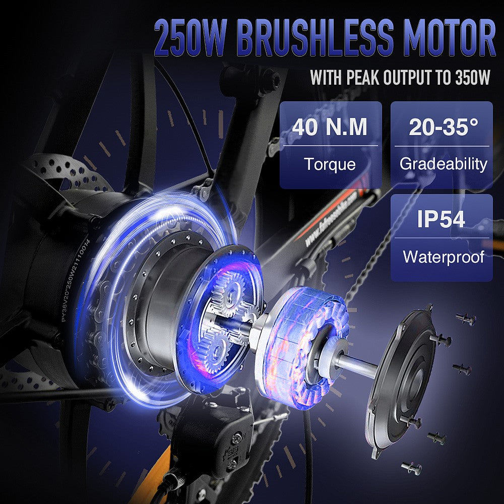 Bicicleta eléctrica urbana Fafrees F20, neumáticos de 20", motor de 250 W, batería de 36 V y 15 Ah