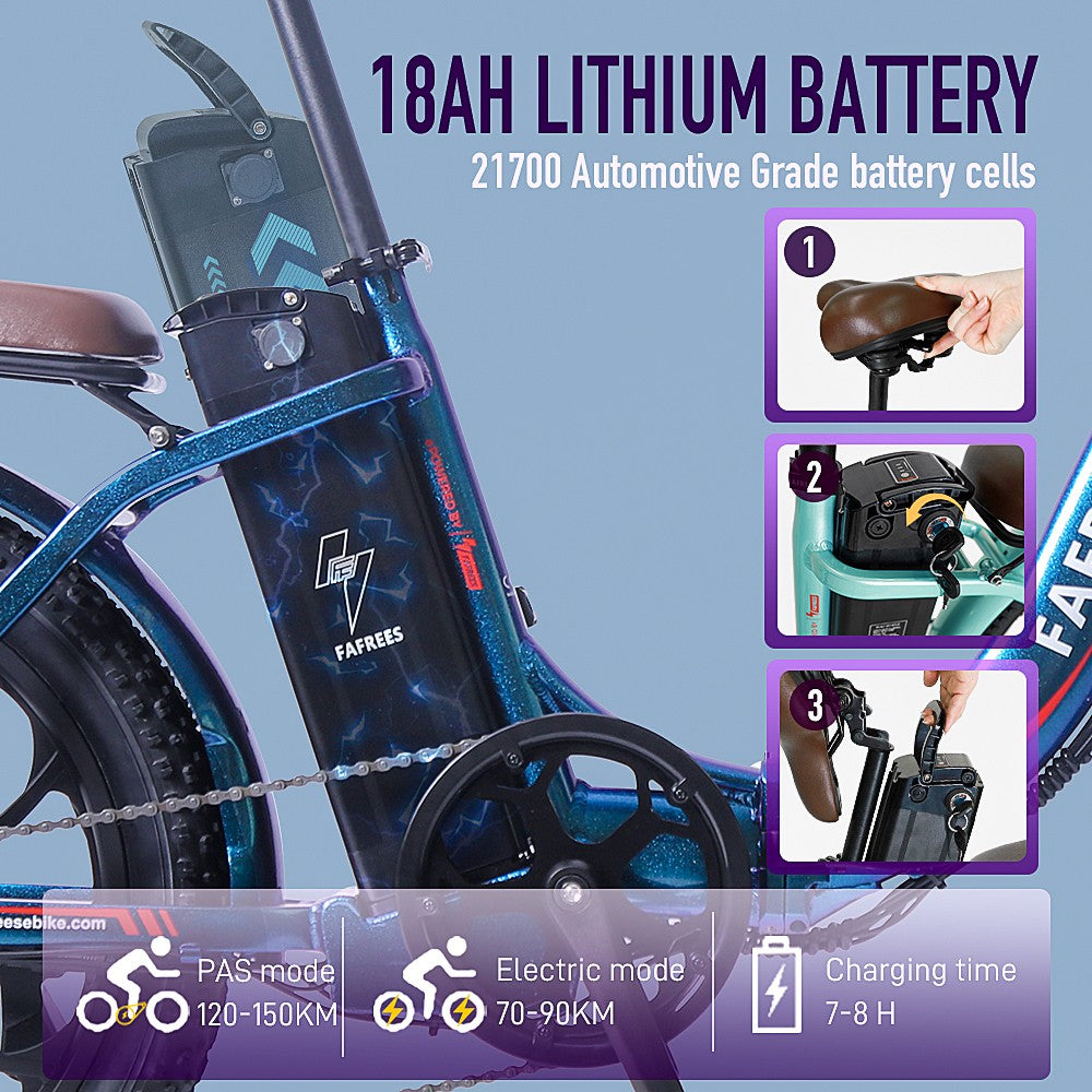 Bicicleta eléctrica urbana Fafrees F20 Pro, neumáticos de 20", motor de 250 W, batería de 36 V y 18 Ah