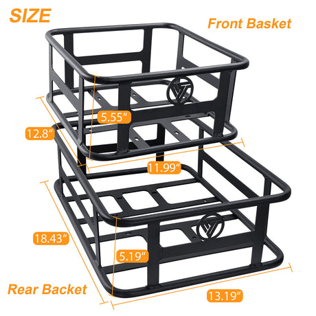 Front and Rear Basket Rack for Vitilan U3 and U7 E-bikes