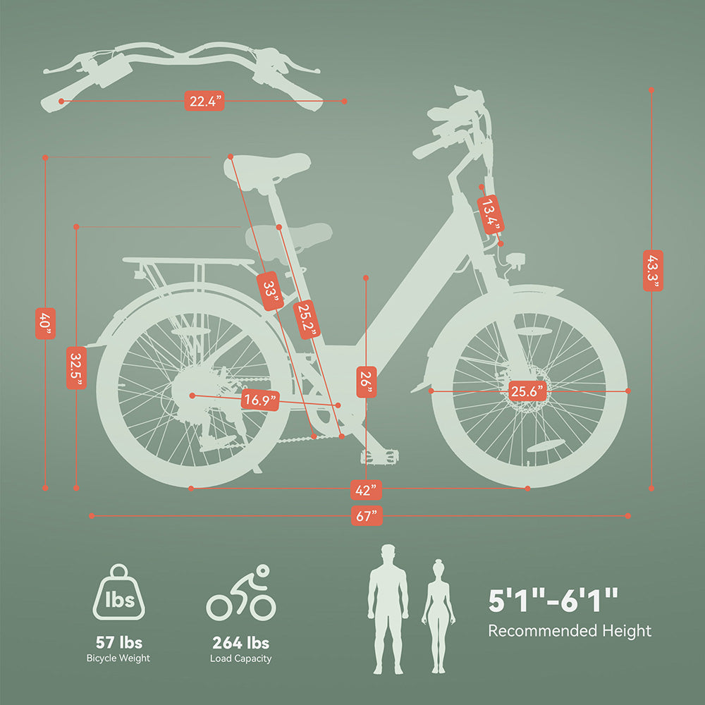 Bicicleta eléctrica ESKUTE C100, neumáticos de 26", motor de 250 W, batería de 36 V y 10,4 Ah
