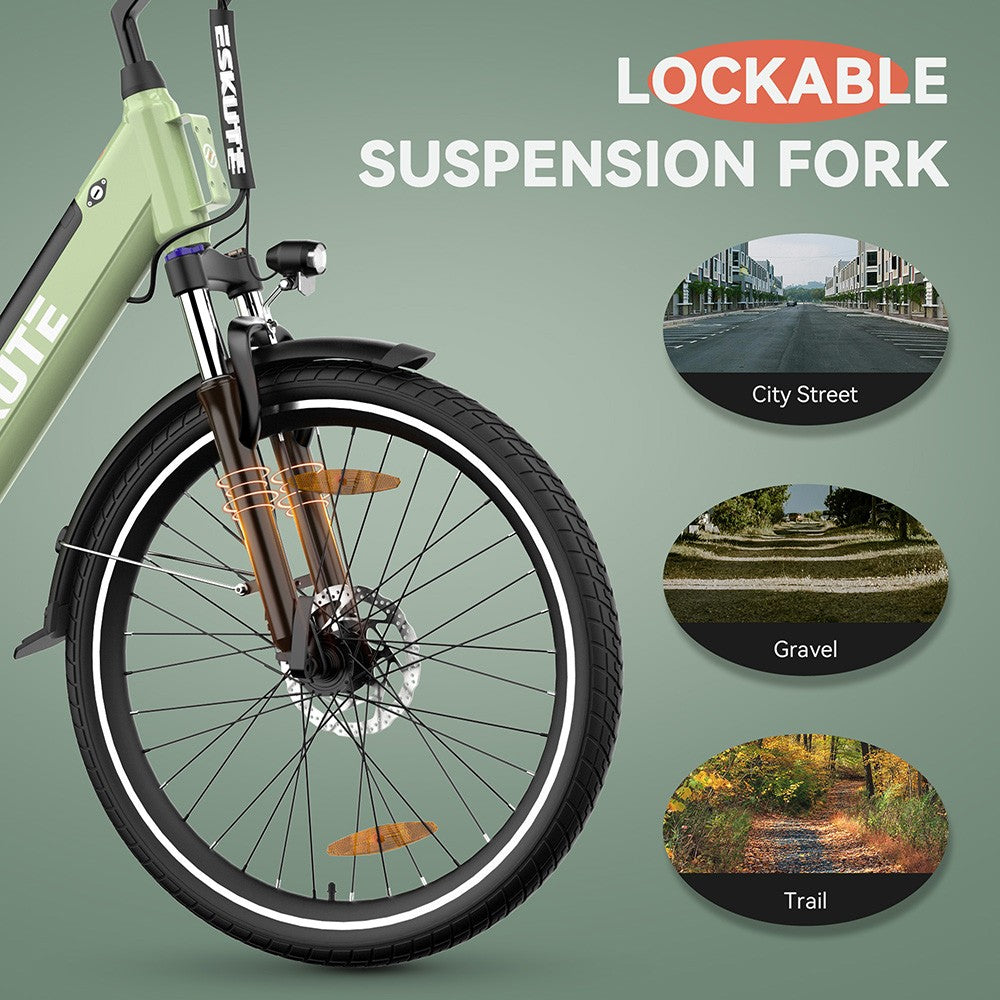 Bicicleta eléctrica ESKUTE C100, neumáticos de 26", motor de 250 W, batería de 36 V y 10,4 Ah