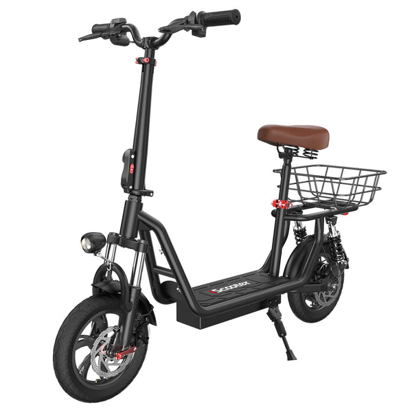 Patinete eléctrico iScooter i12 con cesta, neumáticos de 12", batería de 500 W, 36 V y 7,5 Ah