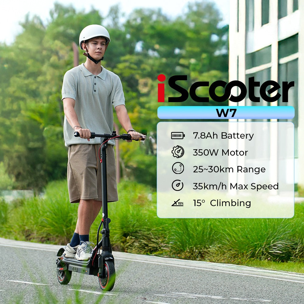 Patinete eléctrico iScooter W7, neumáticos de 8,5", motor de 350 W, batería de 42 V y 7,8 Ah