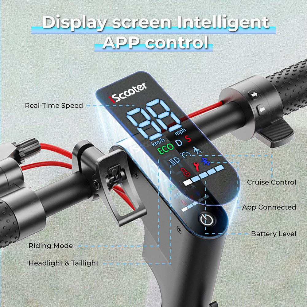 Patinete eléctrico iScooter W7, neumáticos de 8,5", motor de 350 W, batería de 42 V y 7,8 Ah