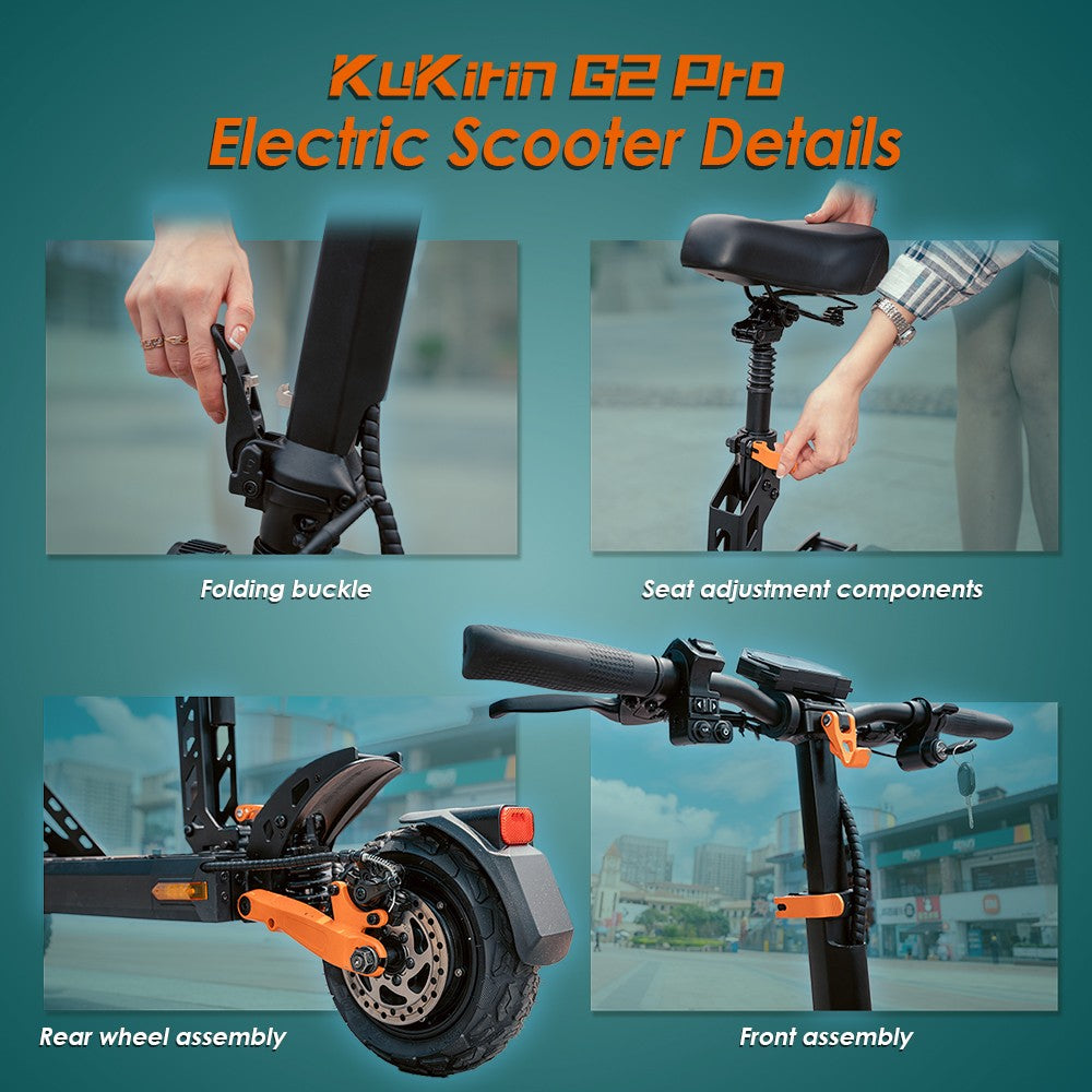 KuKirin G2 Pro Electric Scooter with Seat 9" Tires 600W 48V 15.6Ah Battery