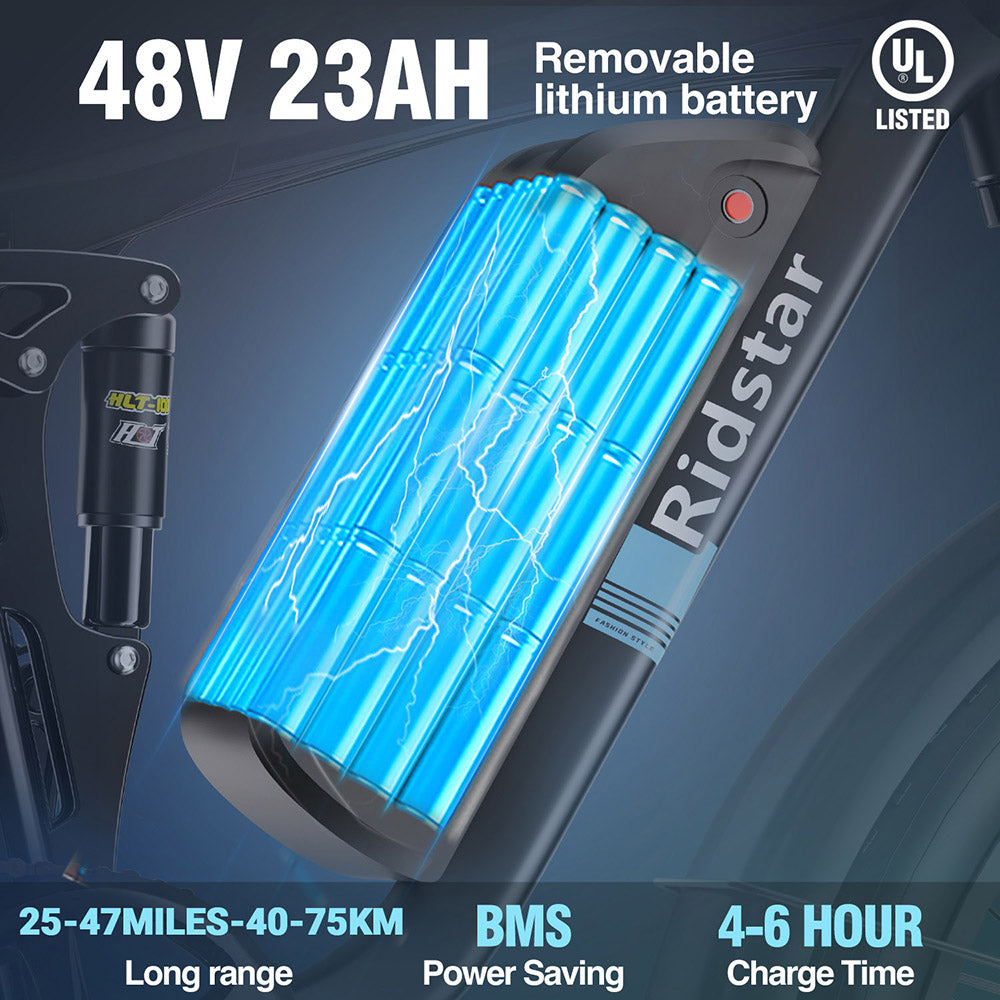 Ridstar E26 Pro Elektrisches Mountainbike 26" Reifen Dual 1000W Motoren 48V 23Ah Batterie