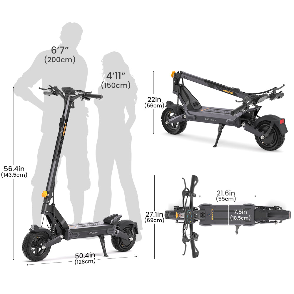 Ausom L2 Max Electric Scooter Single 1000W Motor 48V 20.8Ah Battery 10" Tires