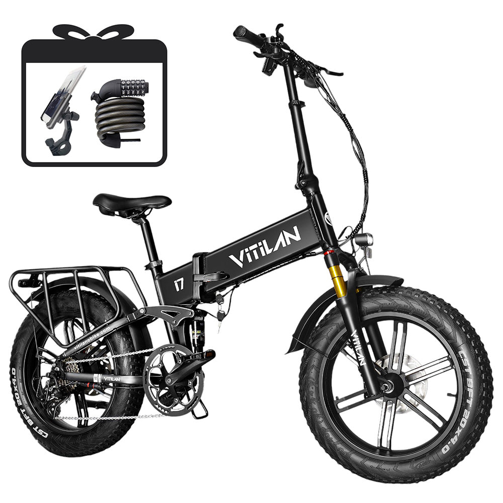 Vitilan i7 Pro 3.0 Electric Bike 20" Fat Tires 750W Motor 48V 20Ah Battery