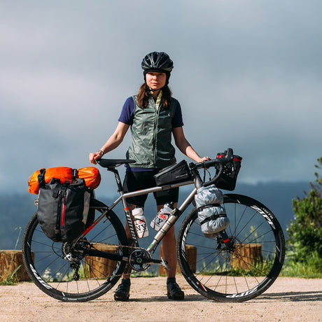 mountain biking and camping lady women