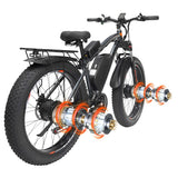 GUNAI GN88 Electric Bike 26'' Tires Dual 1000W Motors 48V 22Ah Battery