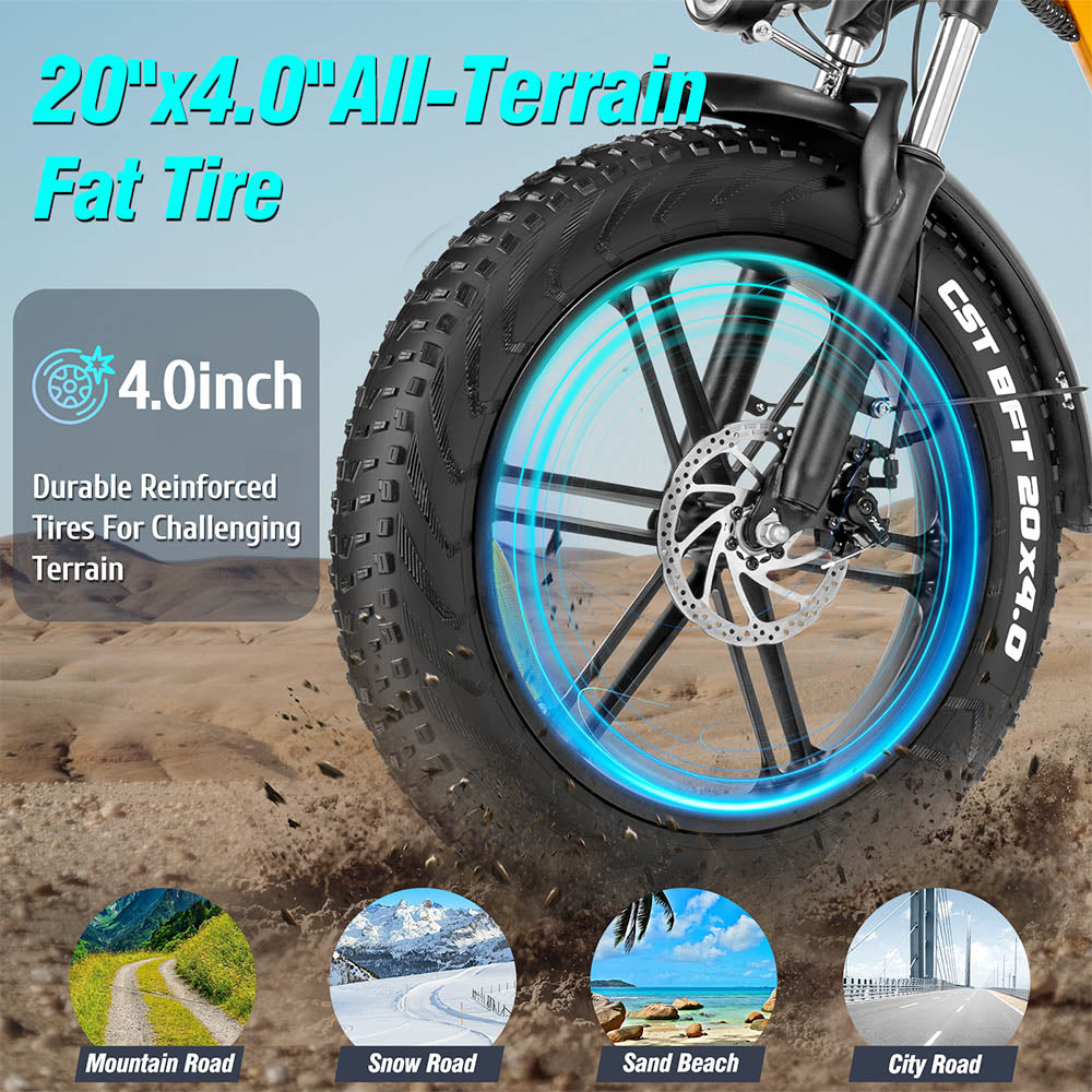 Ridstar MN20 Electric Bike 20'' Fat Tires 500W Motor 48V 15Ah Battery