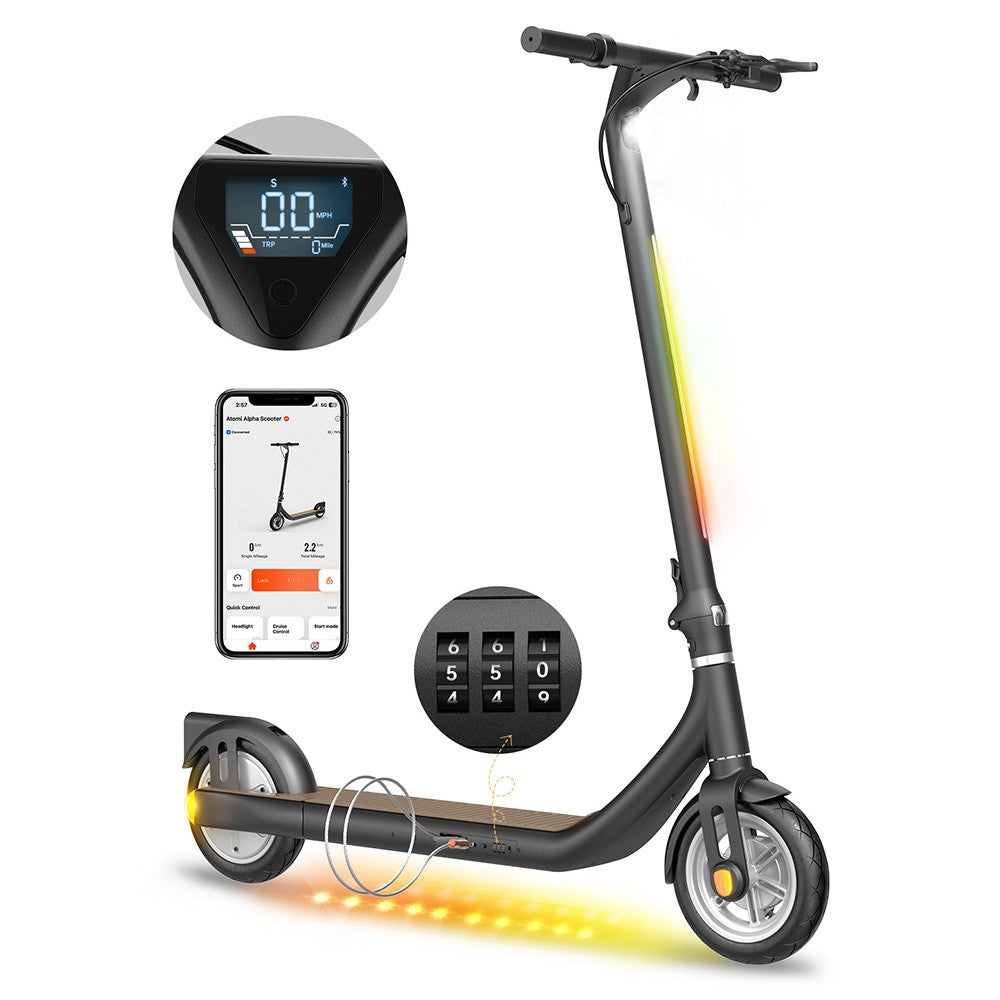 Atomi Alpha Electric Scooter 9'' Tires 650W Motor 36V 10Ah Battery