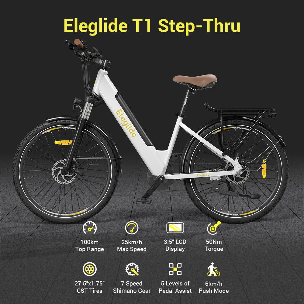 Bicicleta de trekking eléctrica paso a paso Eleglide T1 27,5'' Motor 250W Batería 36V 13Ah