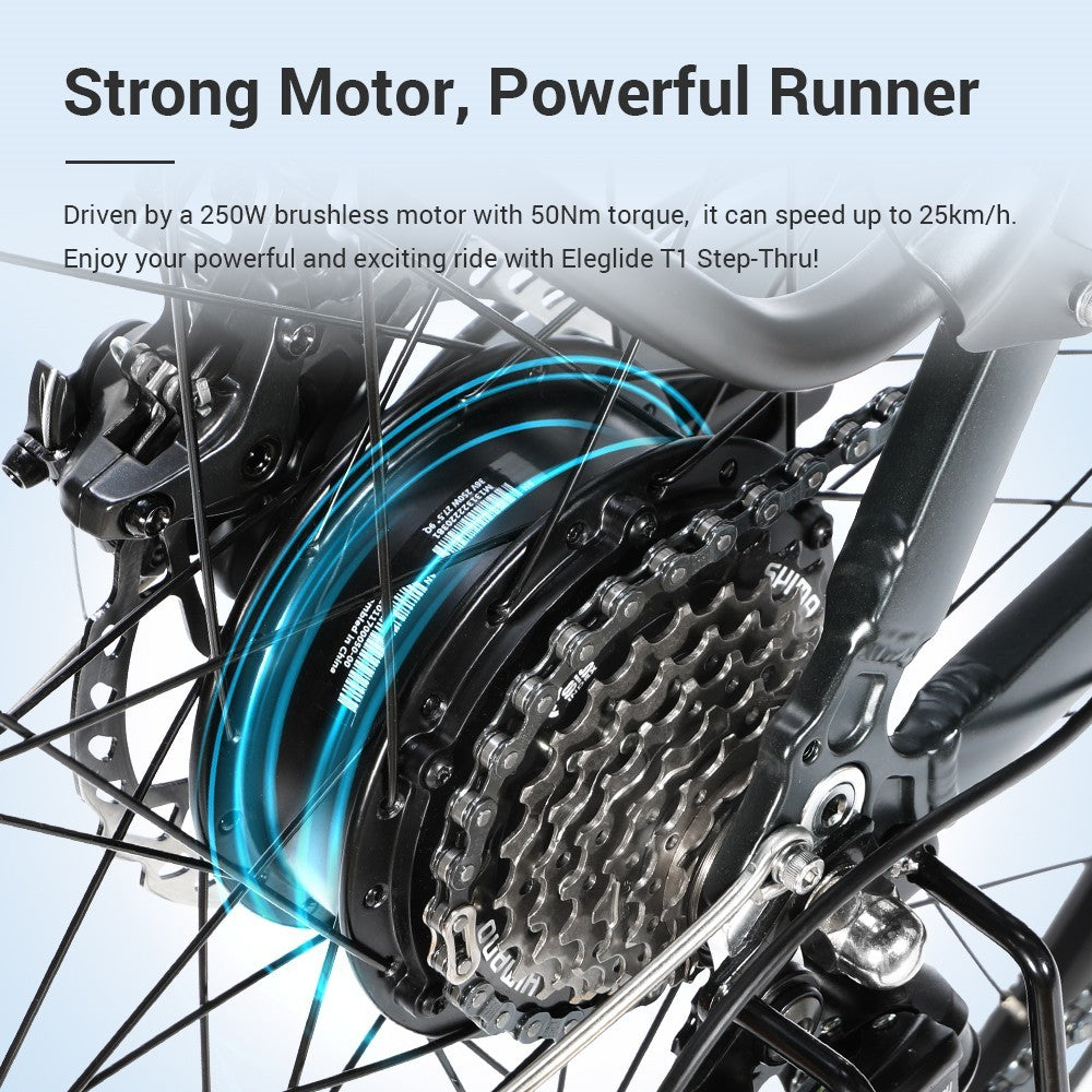 Bicicleta de trekking eléctrica paso a paso Eleglide T1 27,5'' Motor 250W Batería 36V 13Ah