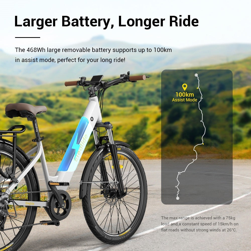 Bicicleta de trekking eléctrica paso a paso Eleglide T1 27,5'' Motor 250W Batería 36V 13Ah