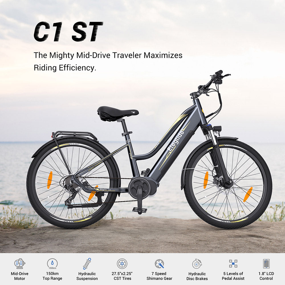 Bicicleta eléctrica de trekking Eleglide C1 Step-Thru 27,5'' 250W Mid-Drive 36V 14.5Ah Batería