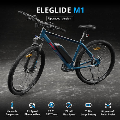 Eleglide M1 Electric Montain Bike 27.5" Tires 250W Motor 36V 7.5Ah Battery