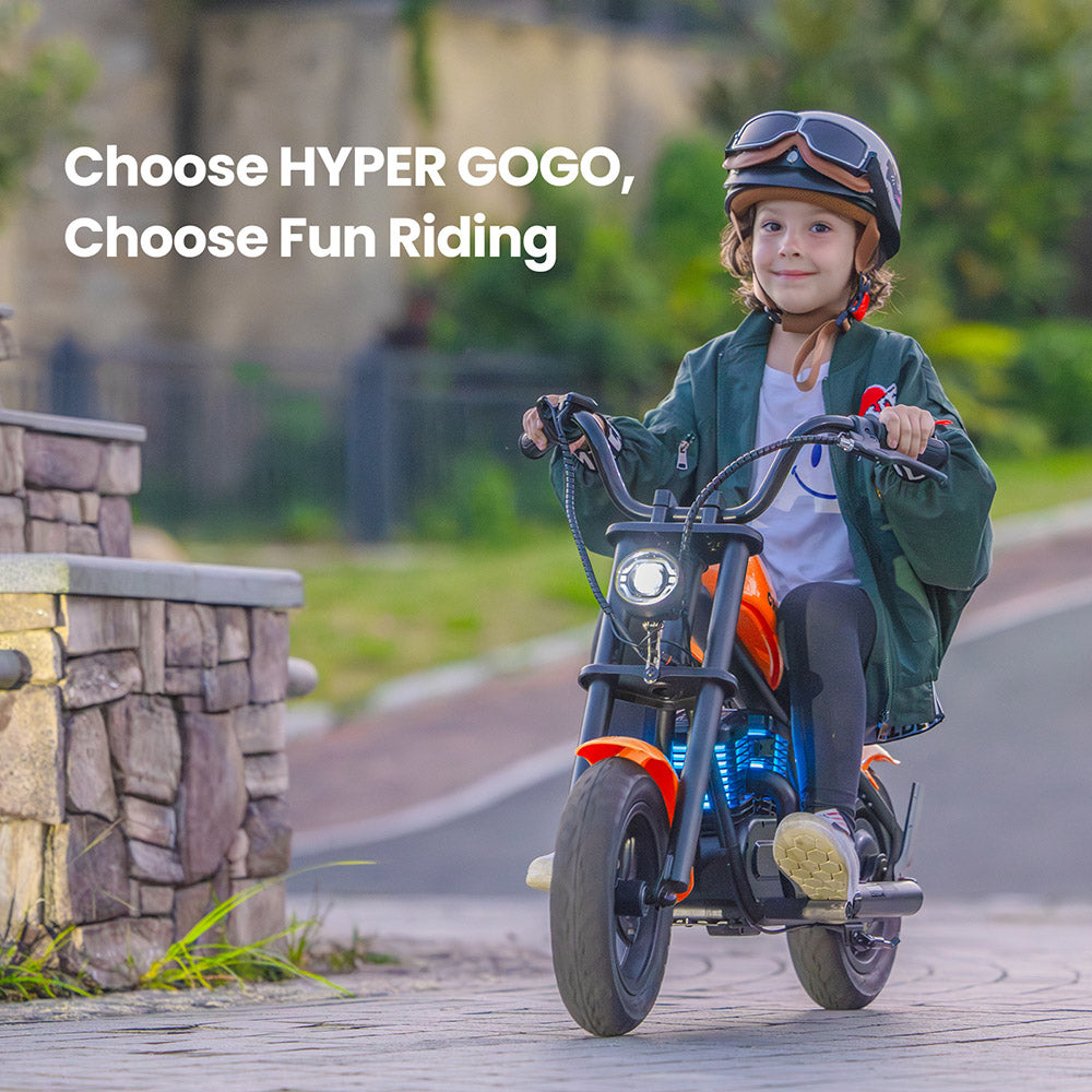 HYPER GOGO Challenger 12 Plus Electric Motorcycle for Kids with Bluetooth Speaker