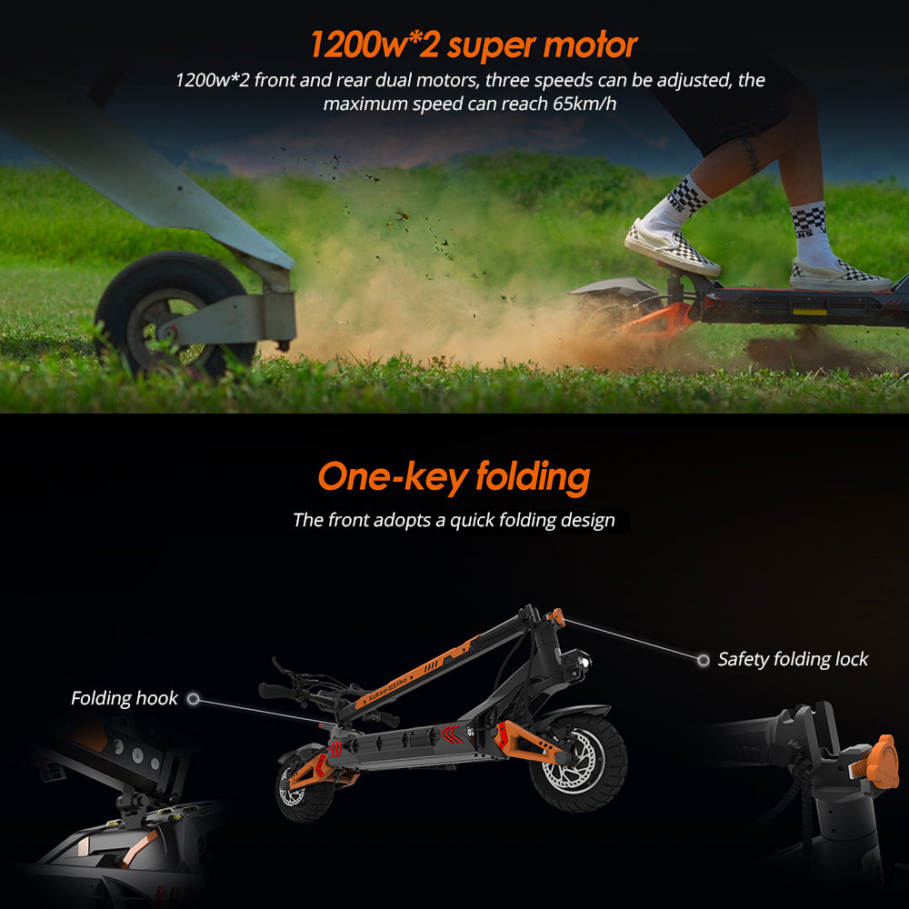 KuKirin G3 Pro Electric Scooter 10" Tires Dual 1200W Motors 52V 23.2Ah Battery