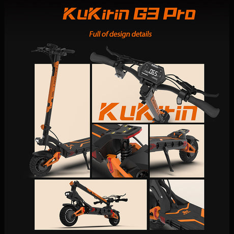 Trottinette électrique tout-terrain KuKirin G3 Pro avec double moteur 1200W, batterie amovible 52V 23.2Ah