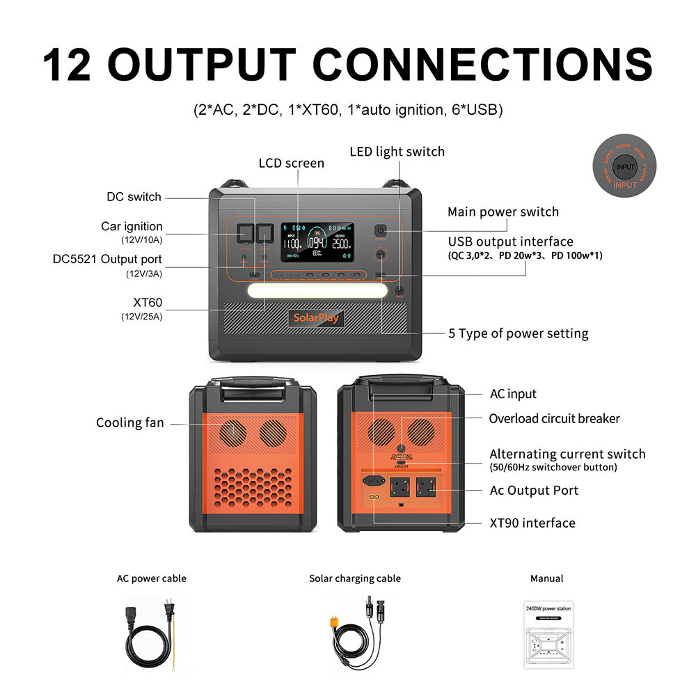 SolarPlay Q2402M Portable Power Station - OOLACTIVE