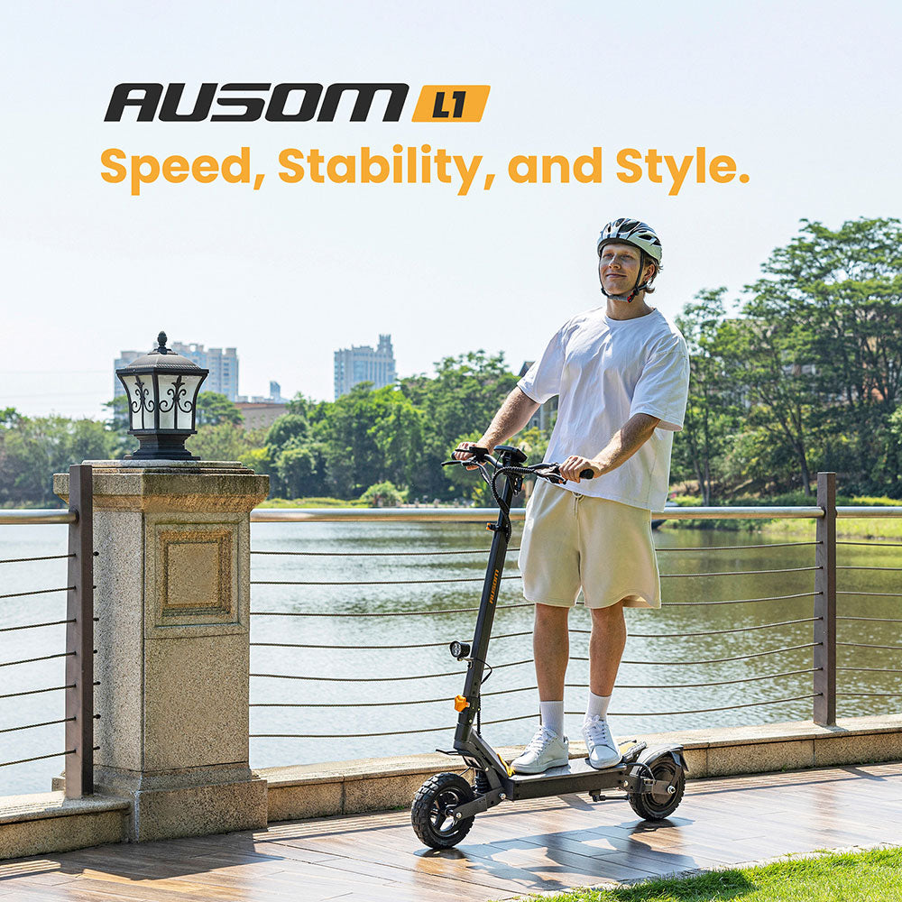 Patinete eléctrico Ausom L1, motor único de 800 W, neumáticos de 10", batería de 48 V y 15,6 Ah