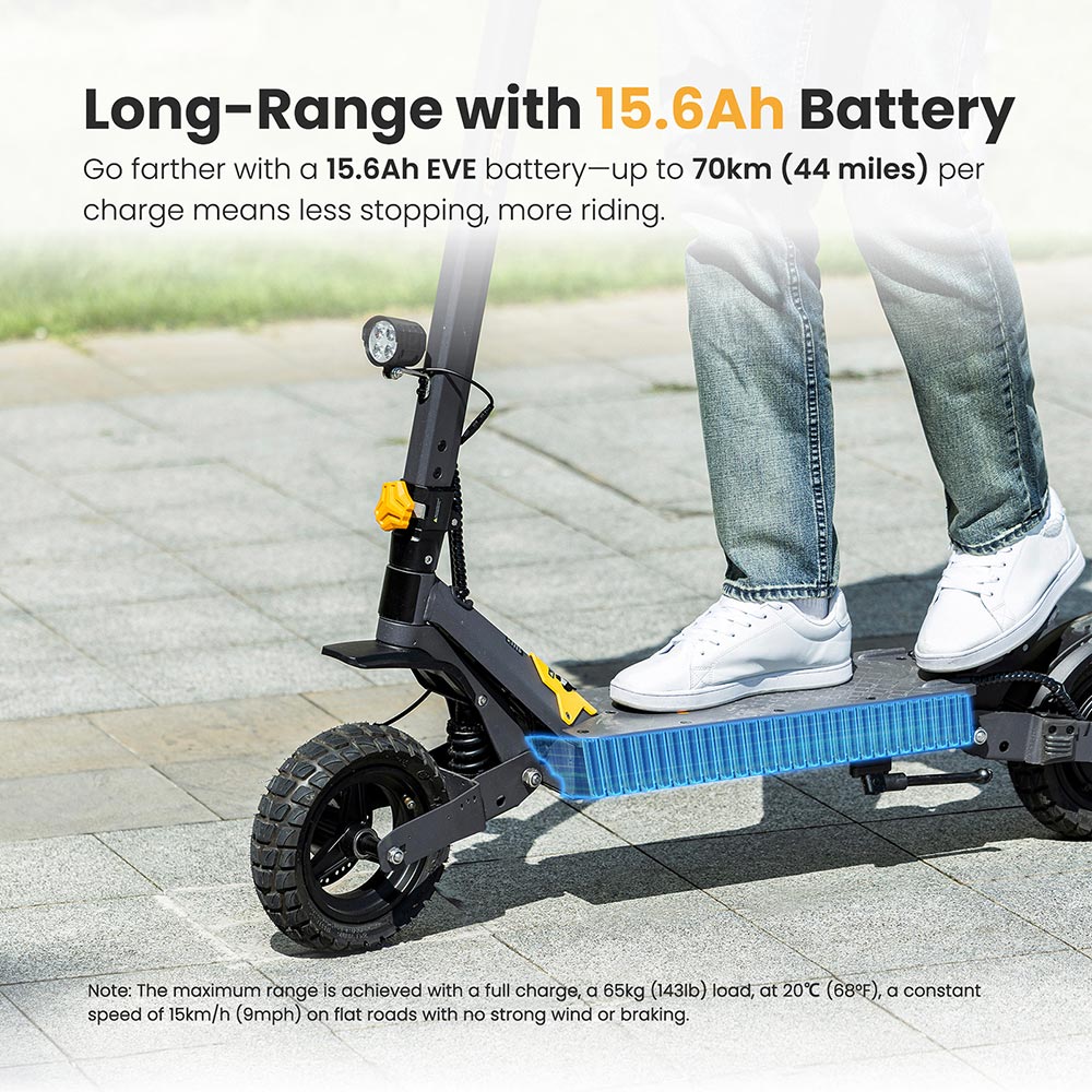 Patinete eléctrico Ausom L1, motor único de 800 W, neumáticos de 10", batería de 48 V y 15,6 Ah
