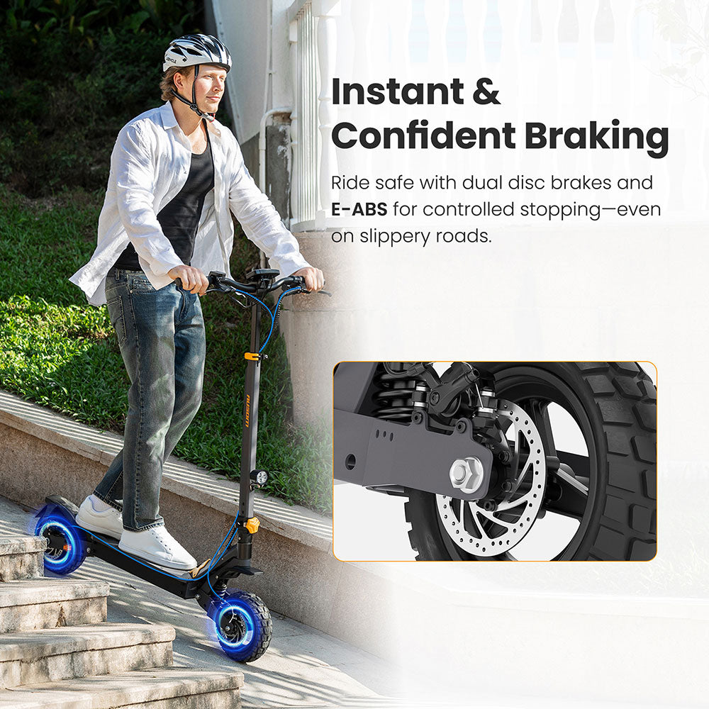 Patinete eléctrico Ausom L1, motor único de 800 W, neumáticos de 10", batería de 48 V y 15,6 Ah