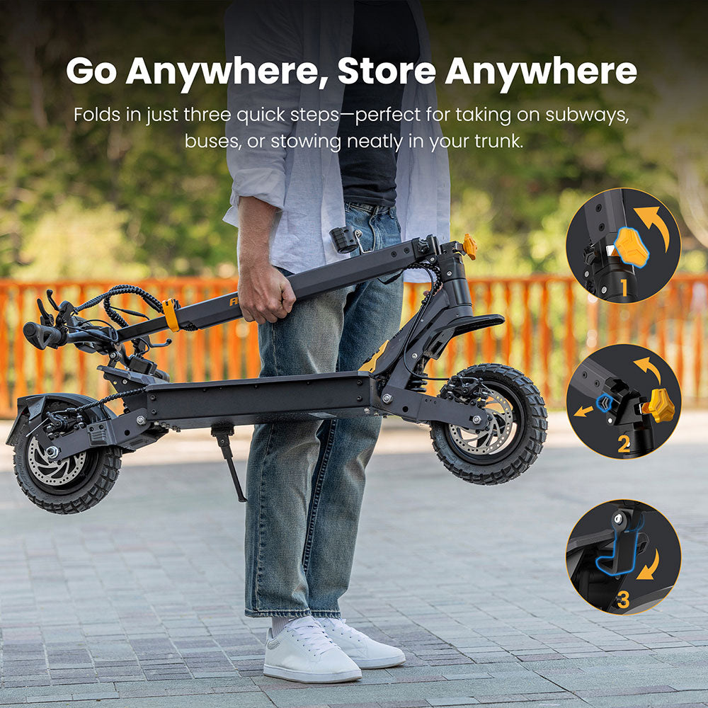 Patinete eléctrico Ausom L1, motor único de 800 W, neumáticos de 10", batería de 48 V y 15,6 Ah