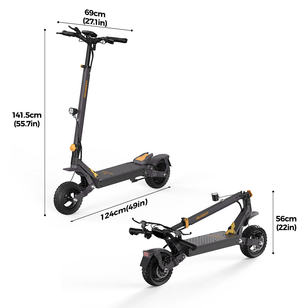 Patinete eléctrico Ausom L1, motor único de 800 W, neumáticos de 10", batería de 48 V y 15,6 Ah