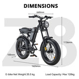 Z8 Electric Mountain Bike 20'' Fat Tires 500W Motor 48V 15Ah Battery