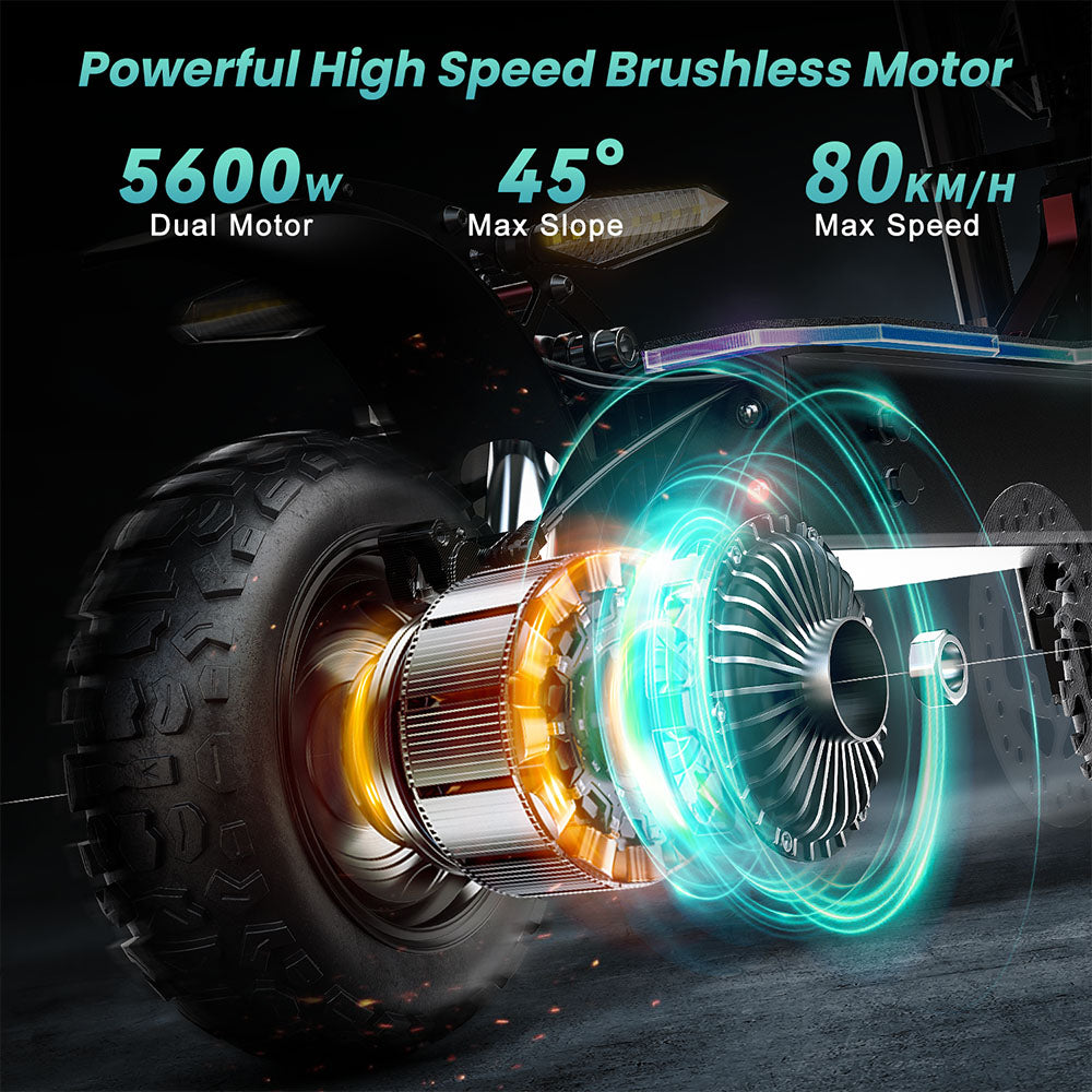 FEFNGQS GT8 Pro Electric Scooter 11" Tires Dual 2800W Motors 67.2V 38Ah Battery